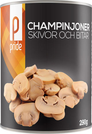 Champinjoner skivor och bitar