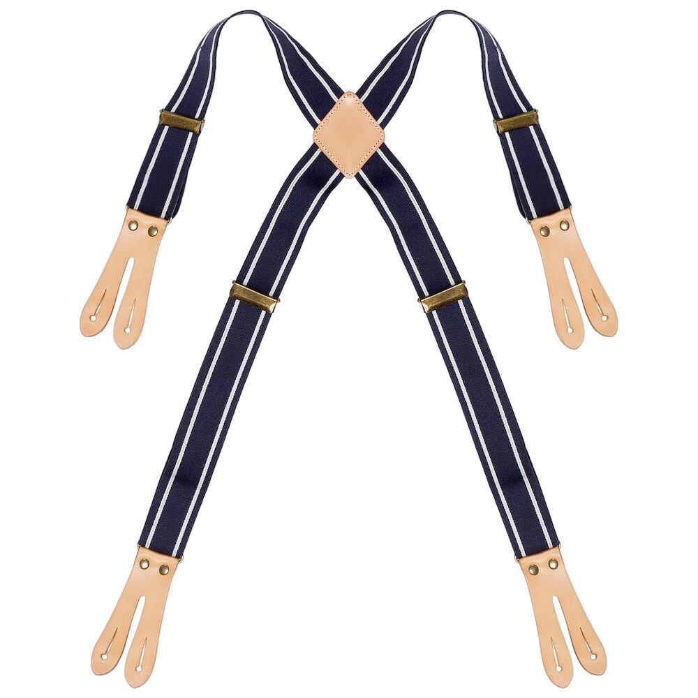 Resårhängsle med läder 0568 marin/vit rand L/XL