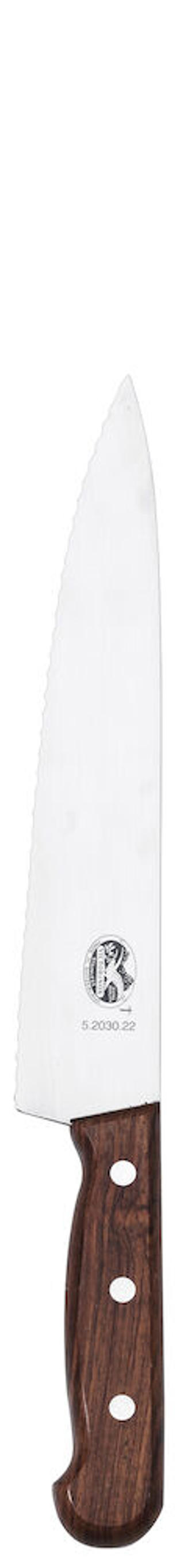 Kockkniv vågtandad 19cm med trähandtag