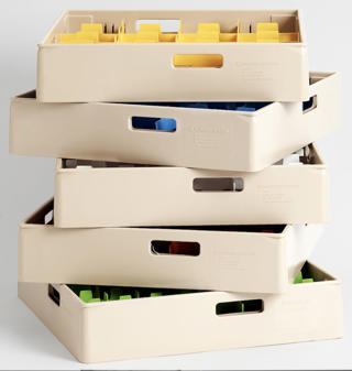 Fackindelad diskkorg beige/gul för glas